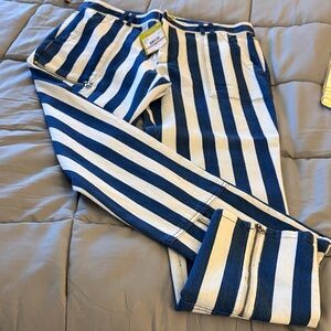QMack Blue and White Striped Straight Leg Jeans size 12